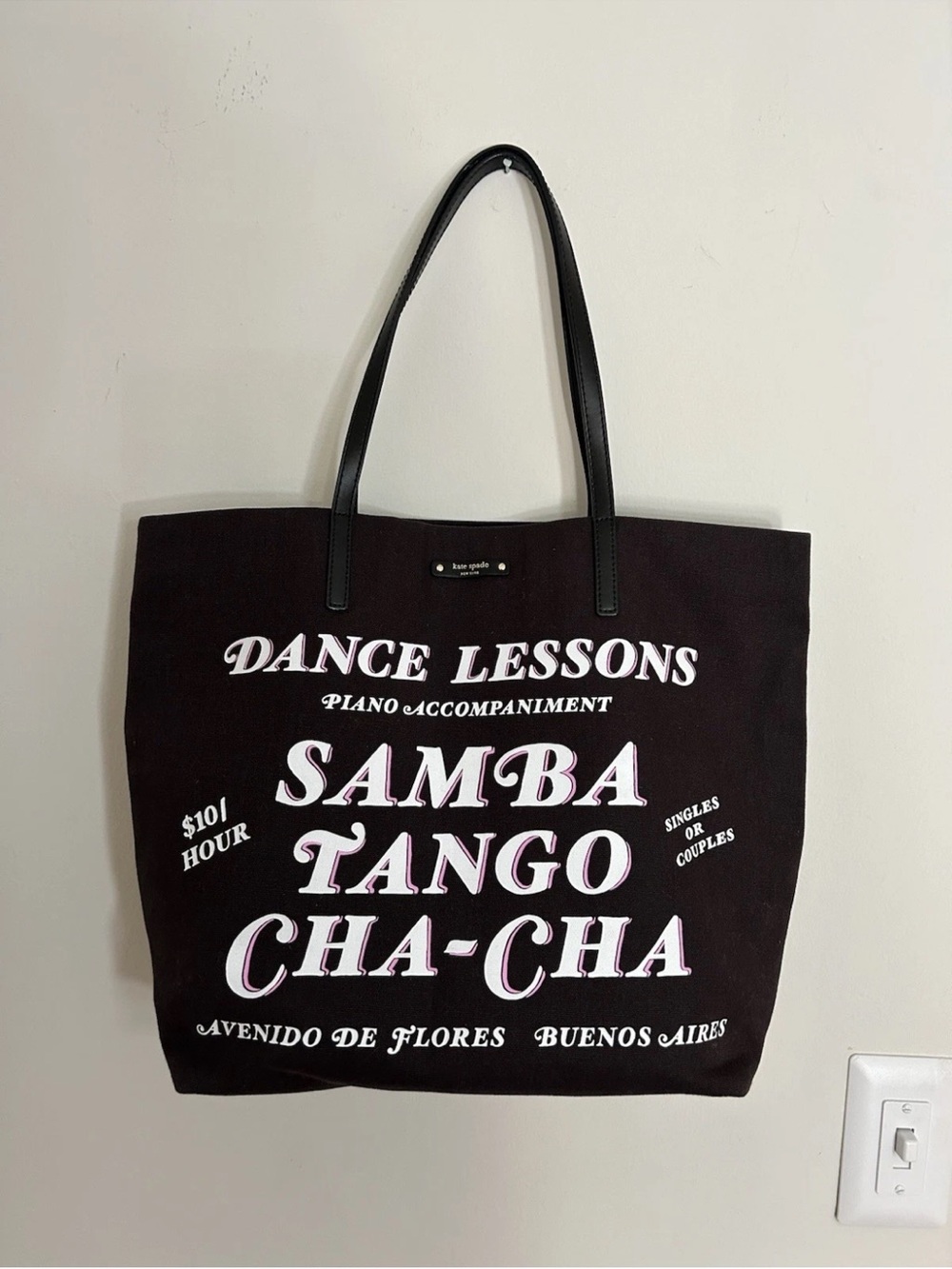 Vintage Kate Spade Rose Circle Dance Lessons Bon Shopper Tote Bag/ Shoulder Bag